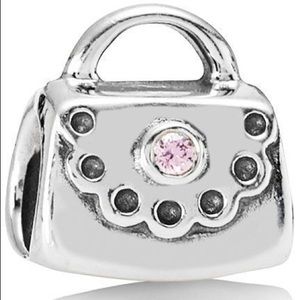 PANDORA Purse Charm with Pink CZ stone
